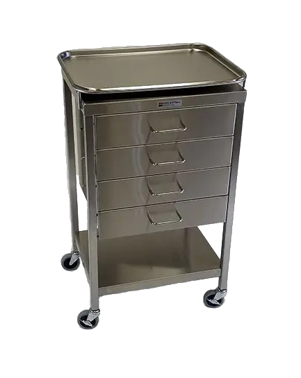 Stainless Steel Anesthesia Cart with Removable Tray