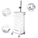 Mobile Monitor Cart with Shelves & Drawer