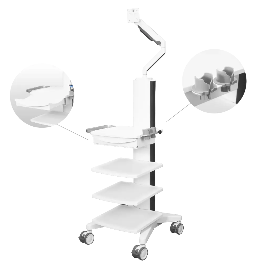 Mobile Monitor Cart with Floating Shelves