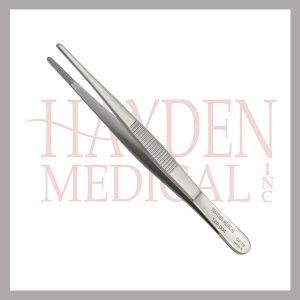 The Dressing Forceps are made of stainless steel and are used in several surgical procedures and addressing wound care.  120-002 Dressing Forceps 4" (10cm), serrated tips