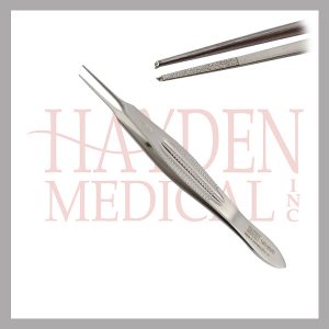 120-952D-Castroviejo-Delicate-Tissue-Micro-Forceps-4-34-12cm-0.5mm-tips-1x2-teeth-diamond-dust-jaws