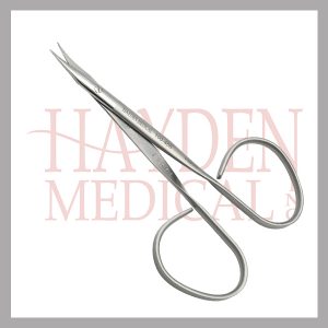 100-455 Gradle Eye Suture Scissors 4 (10cm), slightly curved, sharp points, ribbon handle