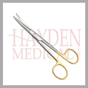 500-929 Kaye-Facelift Scissors 5-12 (14cm), tungsten carbide, curved, saberback, flattened tip, serrated