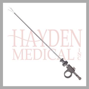 HE13-1752 Hasson Full Hasson 3-Prong Bulldog Laparoscopic Grasper, 5mm diameter, 32cm, aggressive jaws
